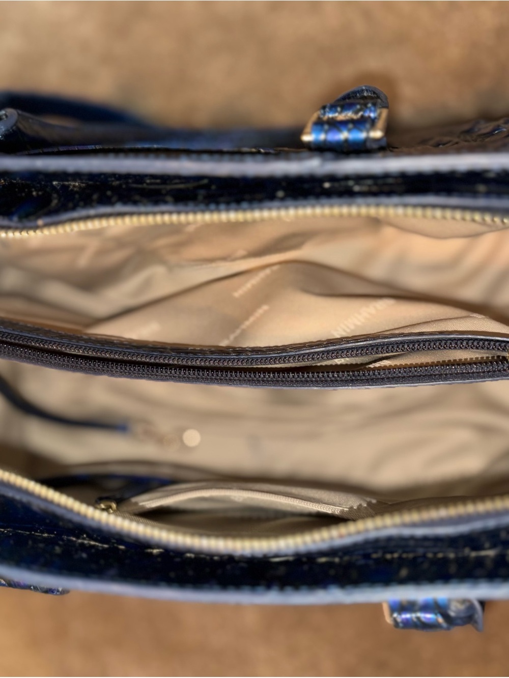 Brahmin Metallic Blue Croc-Embossed Tote with Wallet - Picture 5 of 9